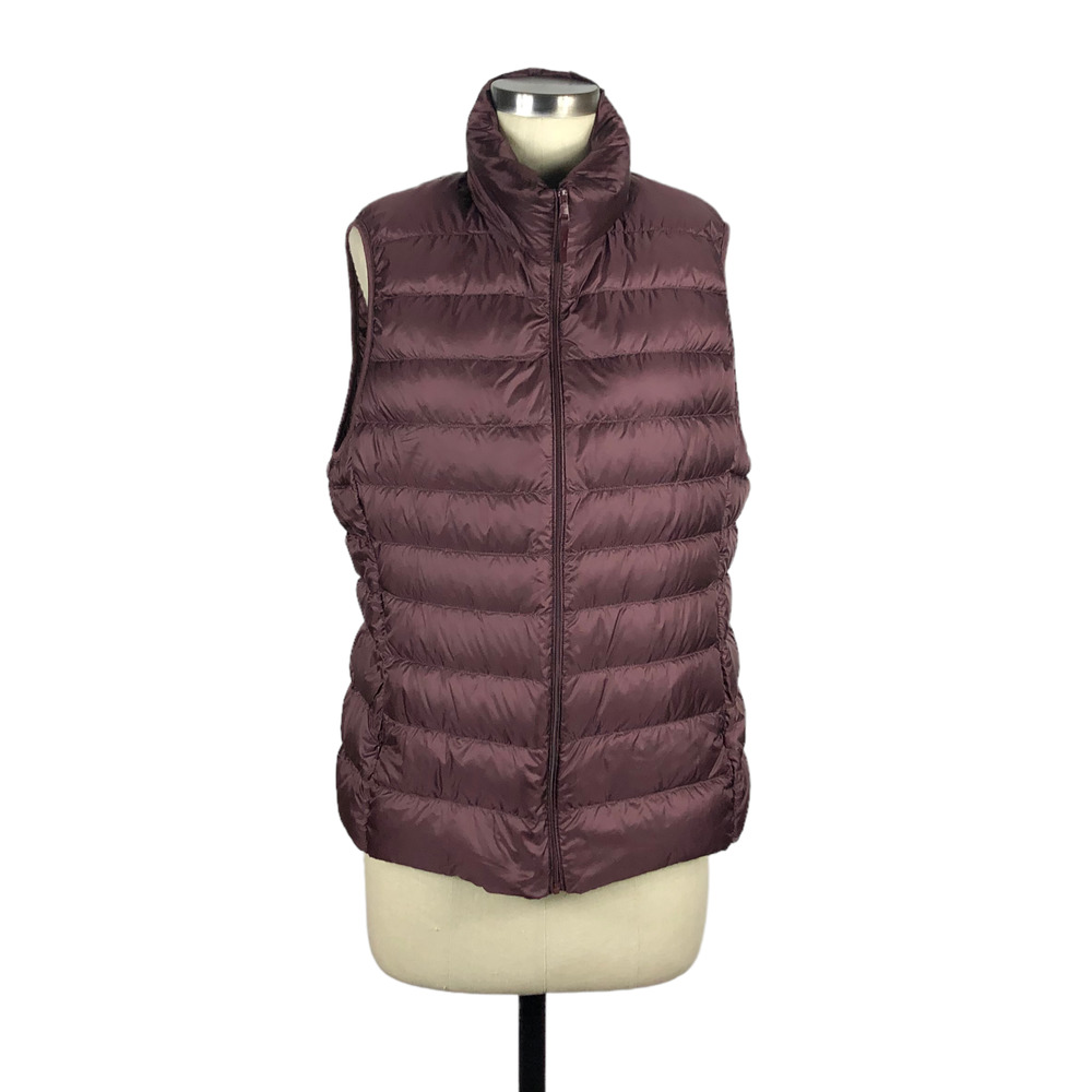 UNIQLO Vest Purple Down Puffer Womens L/XL Lightweight Water Repellent